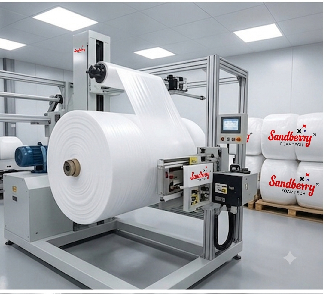 EPE foam roll production and rewinding line
